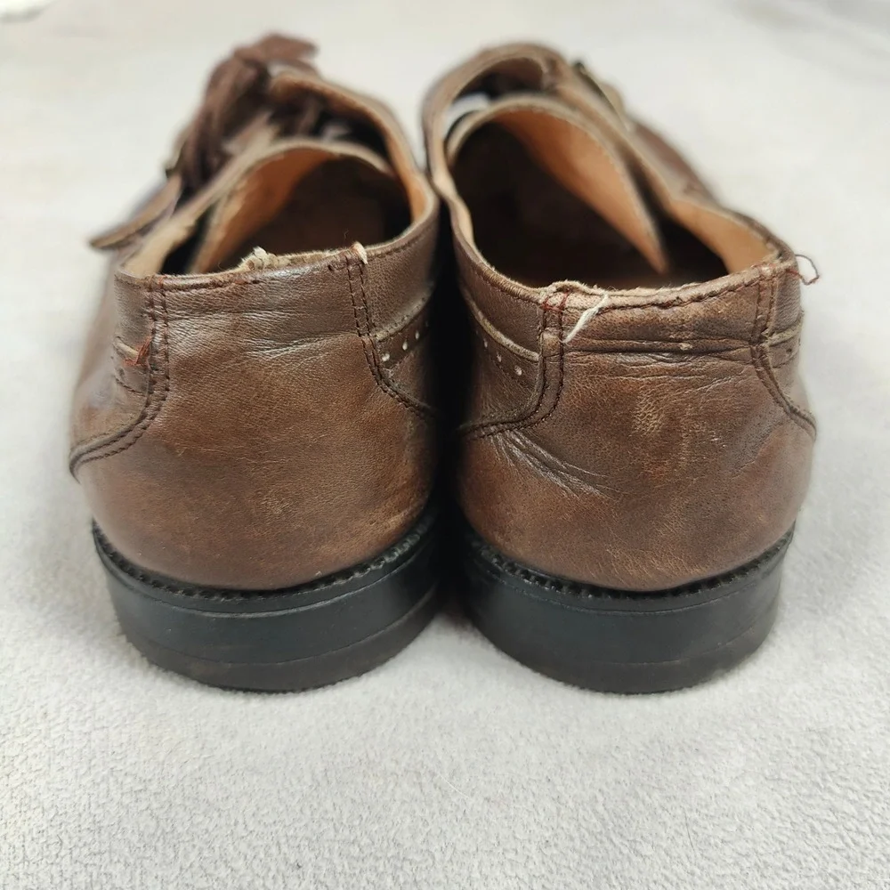 Vintage YSL Yves Saint Laurent Dress Shoes Men 7 Brown Leather Oxford Monk Strap
